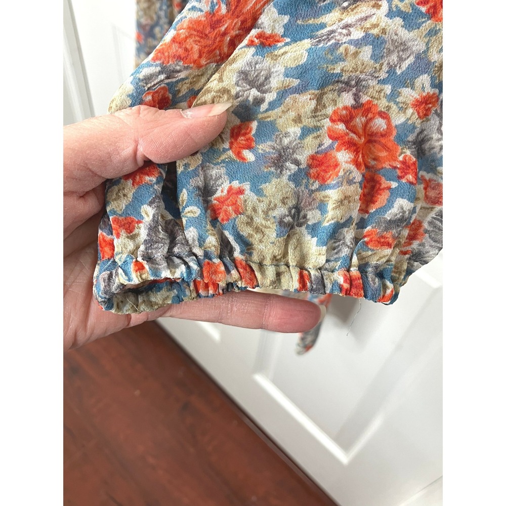 Joie Long Sleeve Silk Chiffon Mini Dress Floral Print Small Boho Festival Gypsy - Picture 5 of 7